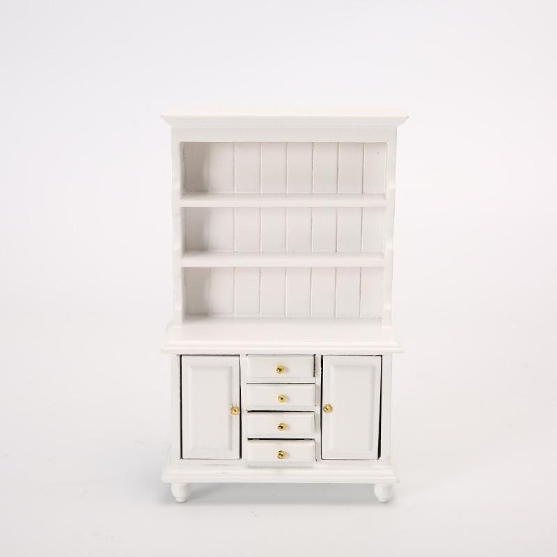 

Wooden Dollhouse Miniature Display Cabinet With Four Drawers For Collectors And Craft Enthusiasts White