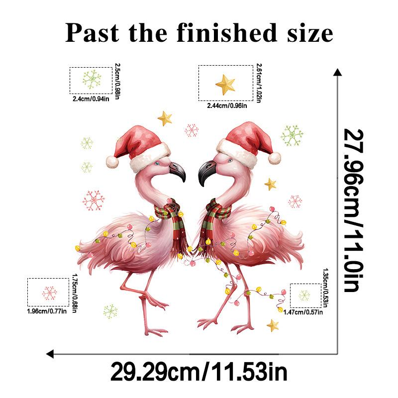 

Мультфильм Санта-Клаус Фламинго Наклейка на стену Веселое рождественское украшение Фреска Фестиваль Домашний декор Самоклеящиеся новогодние наклейки 30x30cm