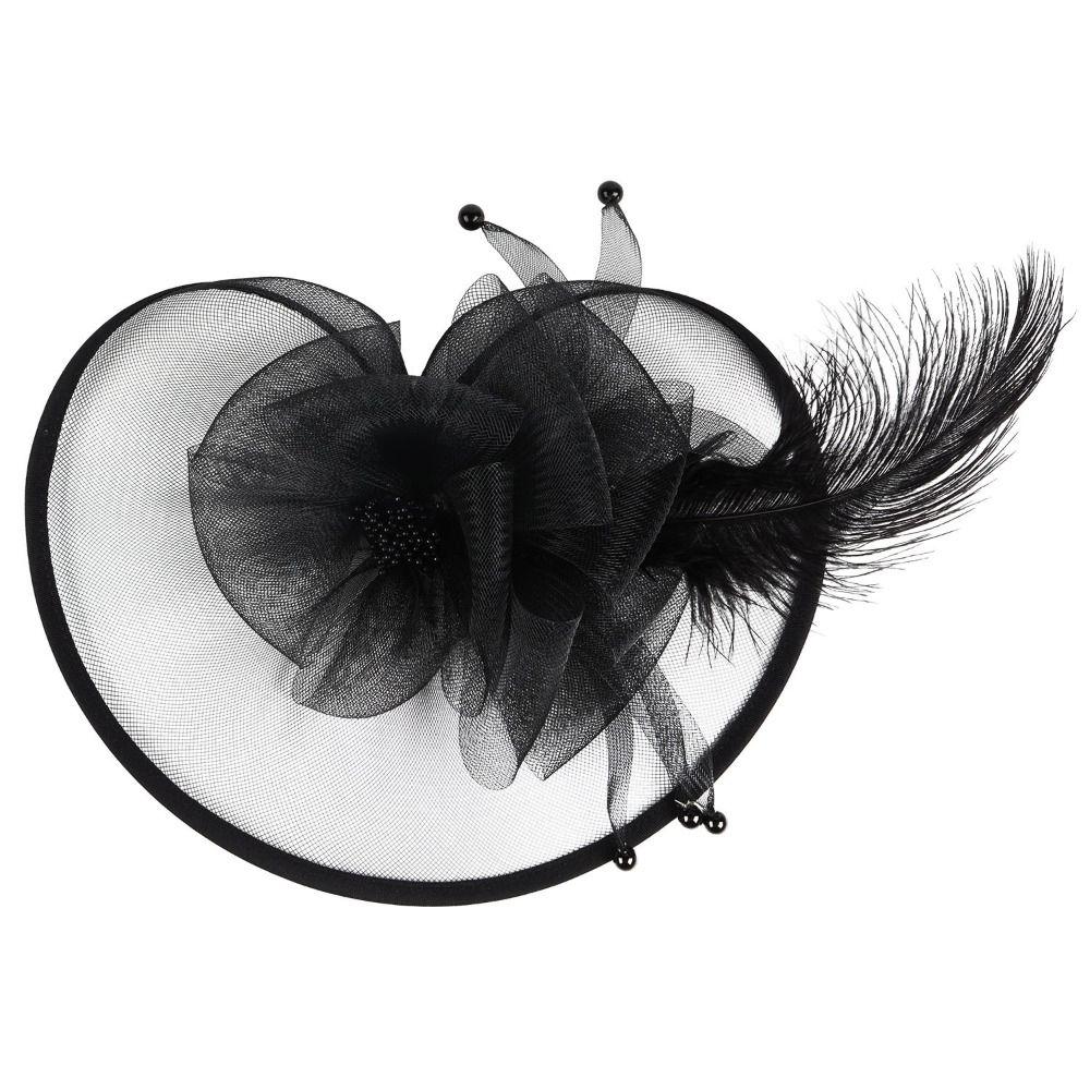 Perlennetz Feder Stirnband Elegante Braut Kopfschmuck Vintage Fascinator Hut Bühnenauftritt