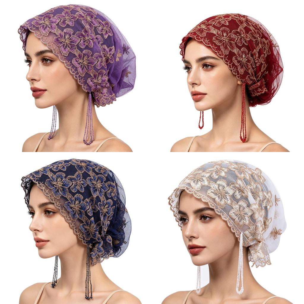 Polyester Flower Embroidered Sun Hat With Flowy Tassels For Summer Fashion Accessory