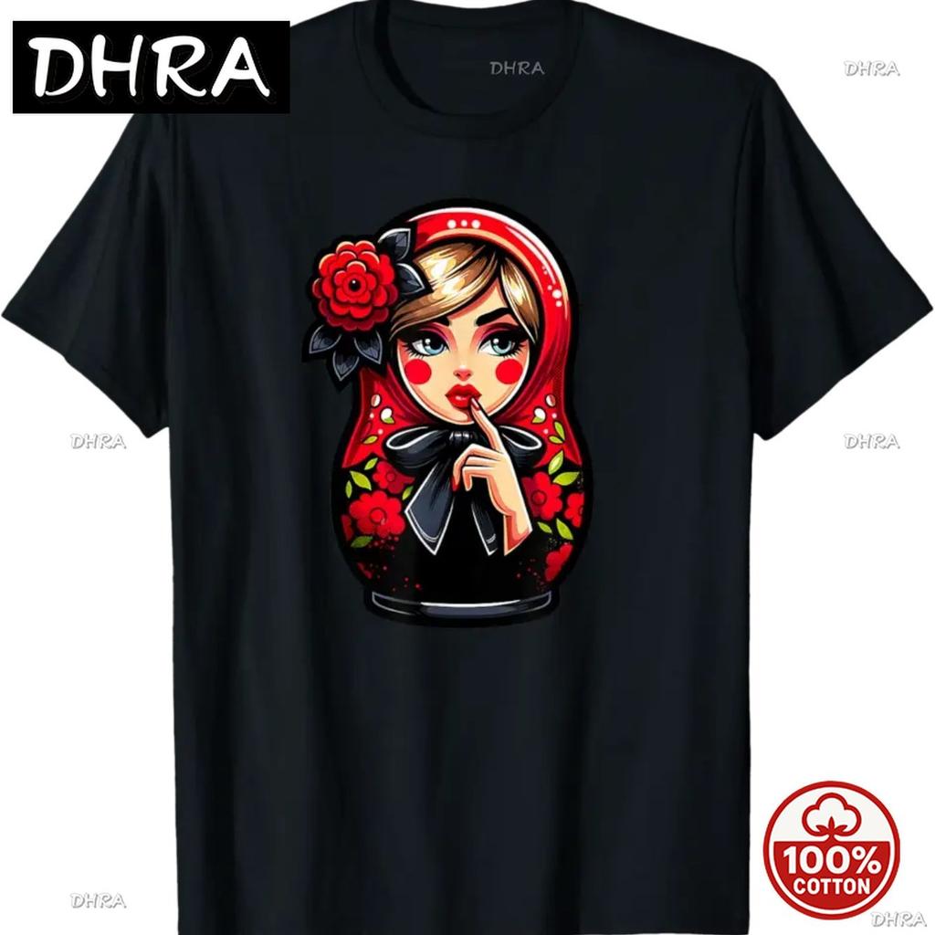 Russian Matryoshka Doll Shushing Graphic Tee Breathable 100cotton Oneck Loose Soft 2026 Summer Tshirt Daily Wear For Unisex Unisex