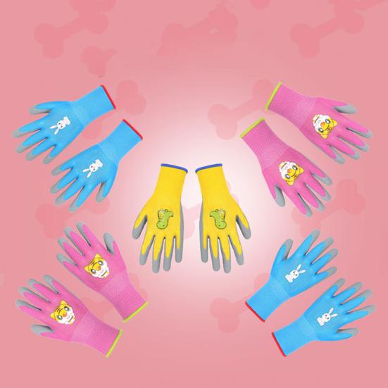 1 Paar Kinder-Gartenhandschuhe mit Cartoon-Muster, verschleißfest, dornensicher, pannensicher, eng anliegende, rutschfeste Gummi-Arbeitshandschuhe
