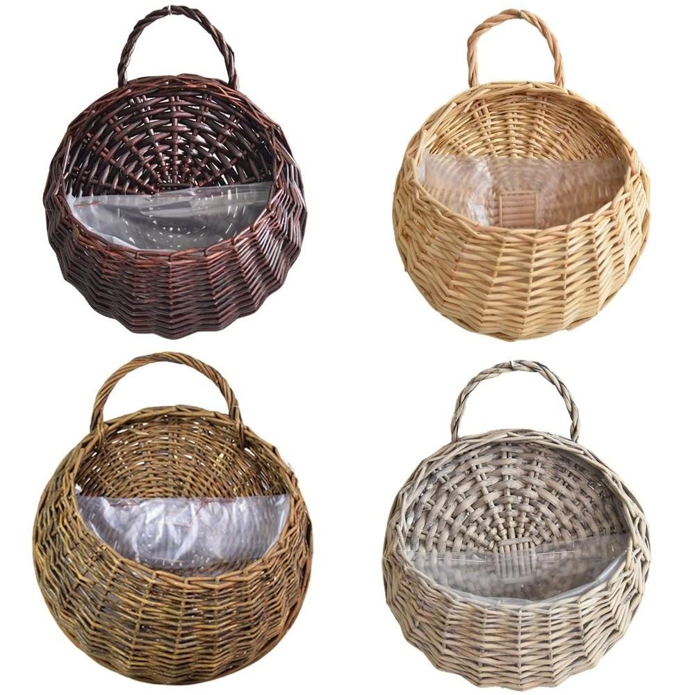 New Storage Container Flower Basket Wall Hanging Handmade Weaving Wicker Basket Hanging Planter Home & Living