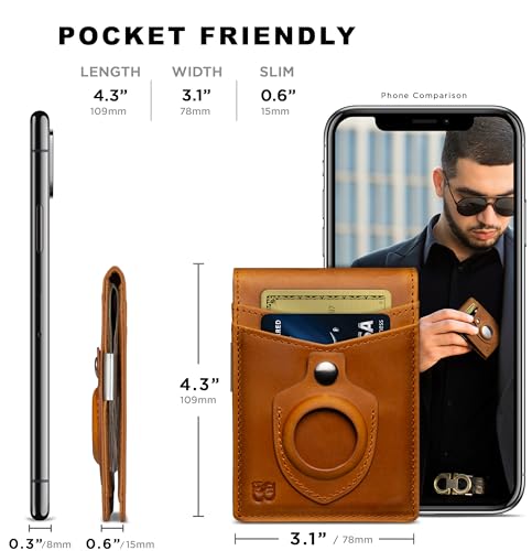 SERMAN BRANDS Portafoglio con Fermasoldi - Portafoglio da Uomo Sottile per Tasca Anteriore Porta Carte con Blocco RFID Bifold Mini Minimalista, 4,3 x 3,1 x 0,6 pollici