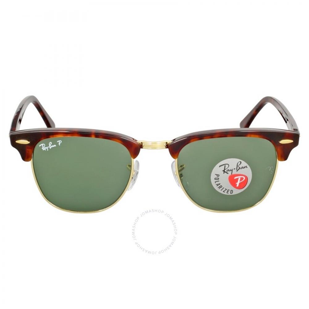 

Ray Ban Clubmaster Classic Polarized Green Classic G 15 Square Unisex Sunglasses RB3016 990 58 49