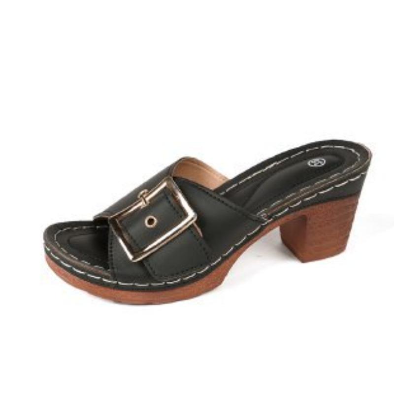 Nya sandaler dam högklackat, sandaler metallordbälte stor storlek stor storlek