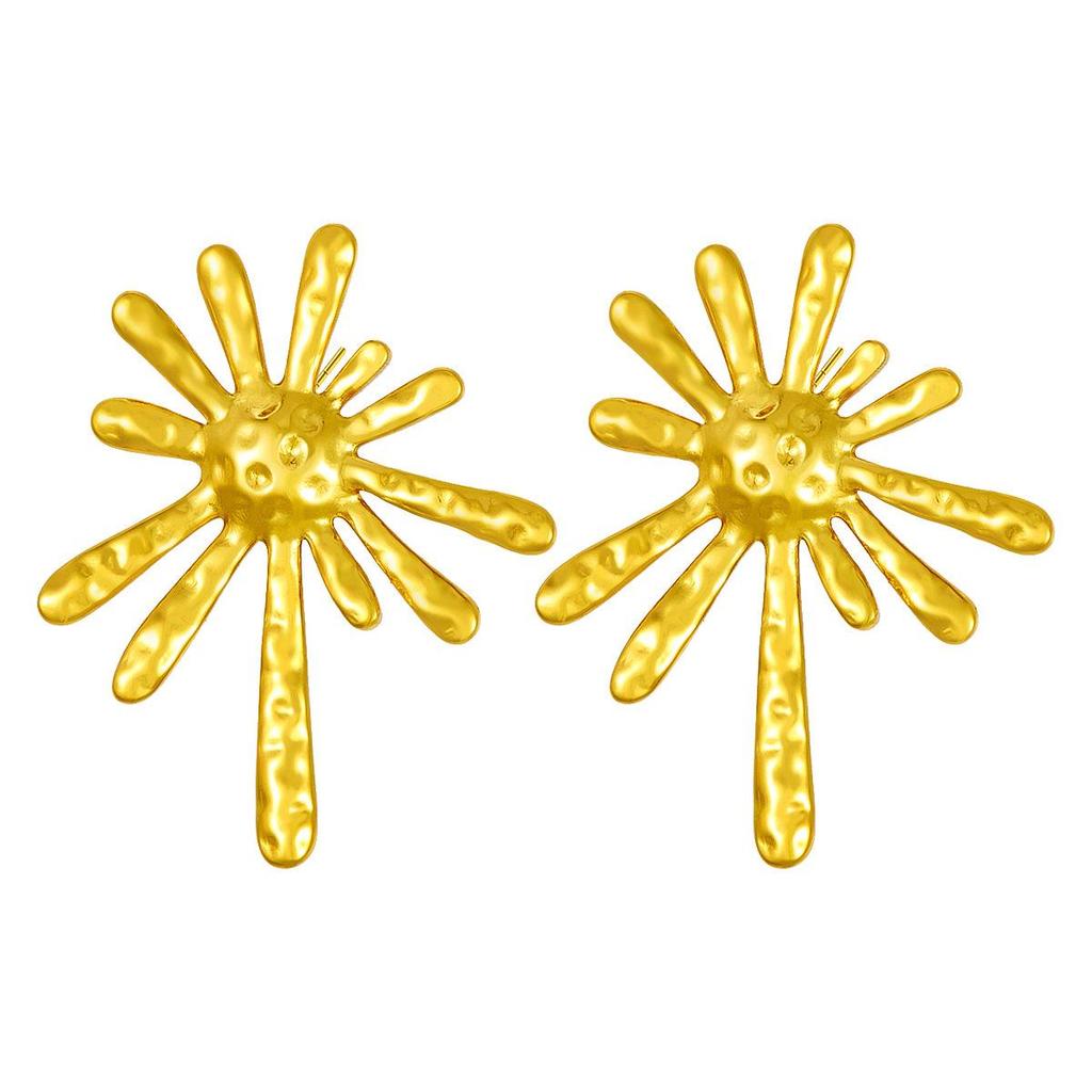 High-end Retro Geometric Titanium Steel Stud Earrings for Women - Niche Light Luxury Irregular Stainless Steel Accessories, Colorfast Design.