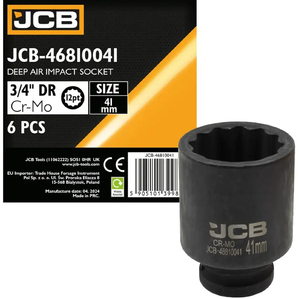 JCB 3/4" Cr-Mo 12-point deep impact socket 41mm
