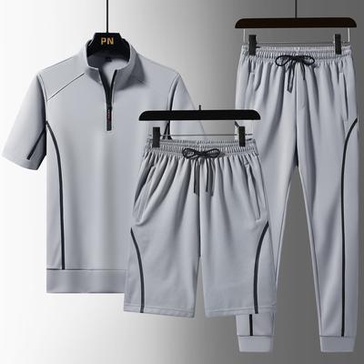 Conjunto deportivo informal de verano de tres piezas de gran tamaño, traje informal transpirable para hombre