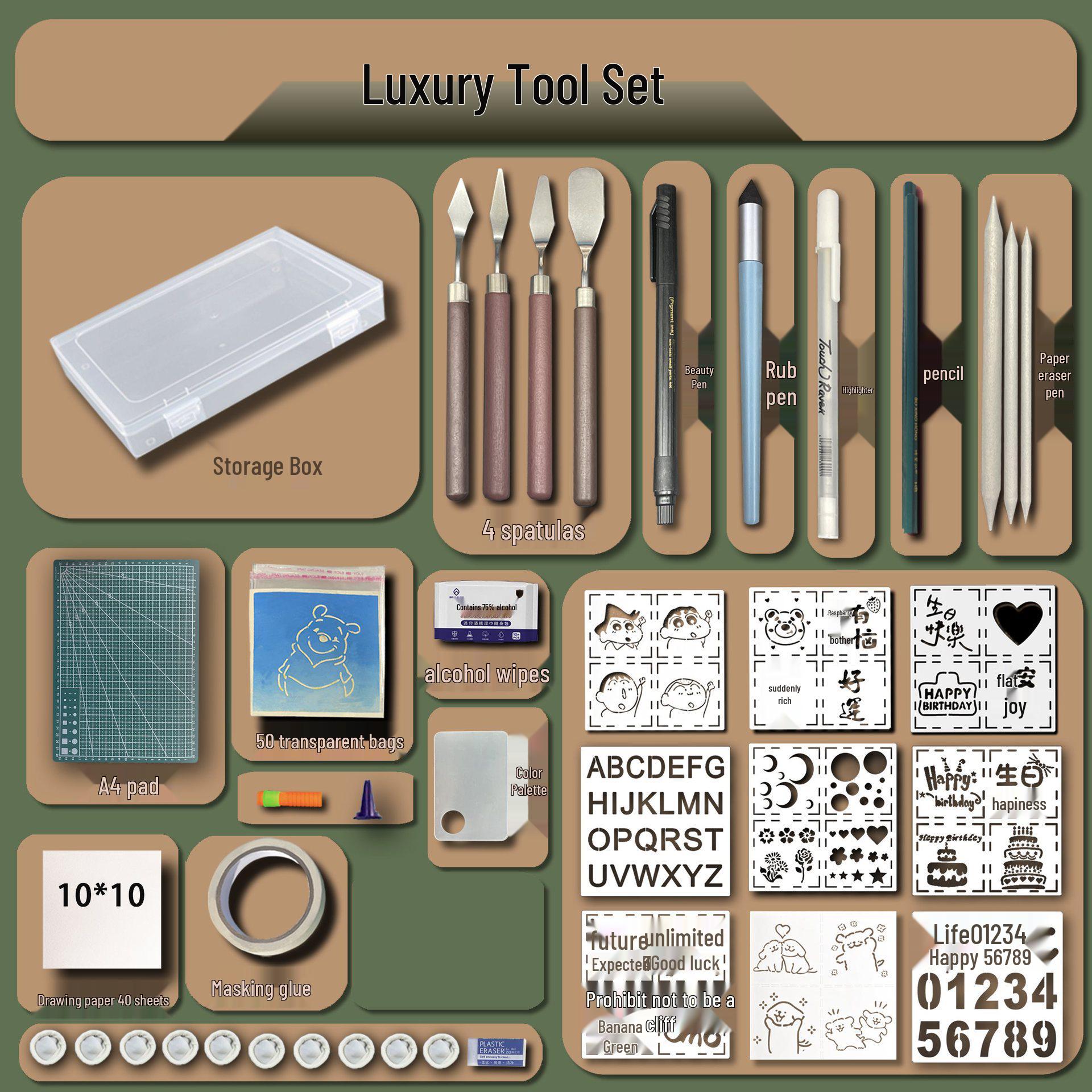 Super Soft Oil Pastels Complete DIY Set with Templates and Scraper