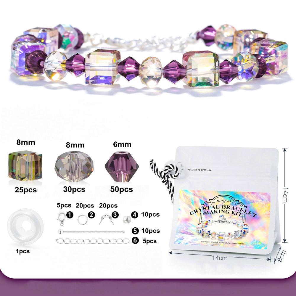 Bracelet Making Kit AB Color Glass Cube Beads Sparkle Butterfly Crystals Beads Kit for Jewelry Making Necklaces DIY Crafts