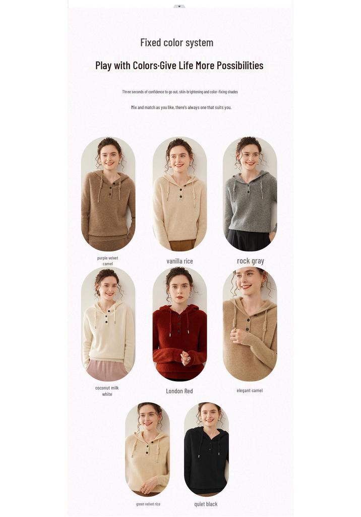 Women's Casual Cashmere Drawstring Sweater - Versatile Knitwear for Autumn and Winter