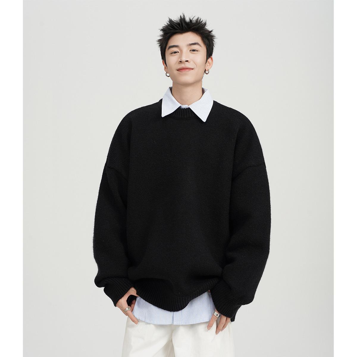 

Unisex Japanese Retro Knit Sweater, Autumn/Winter Maillard Color, College Style for Boys & Girls L чорний