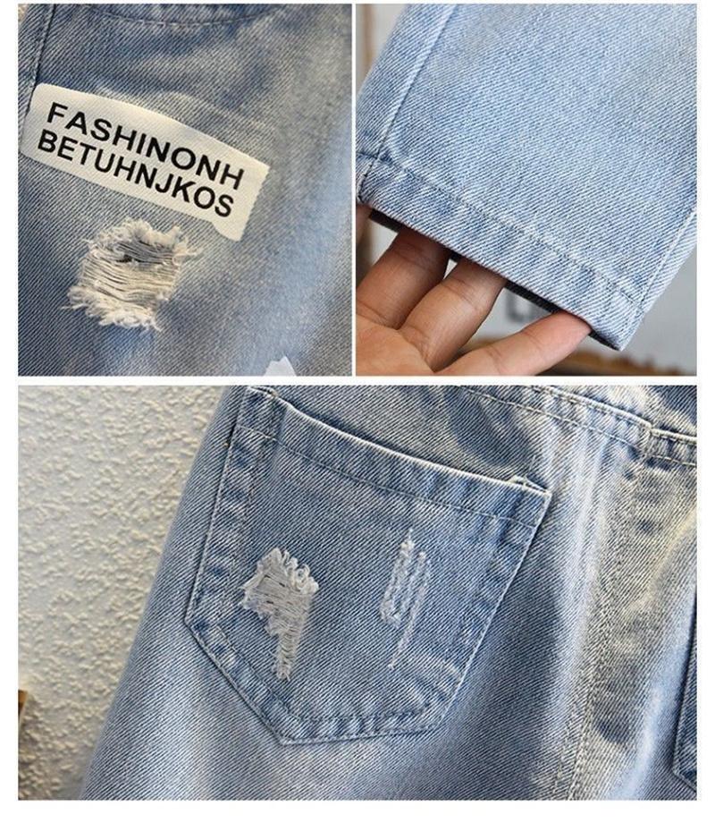 Boys Jeans Spring Kids Hole Demin Pants Children Wear Teen Fashion Fit Long Pants Print Harlequin Trousers 3-12 Years