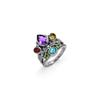 Multi-Gemstone Crown Ring: 925 Sterling Silver