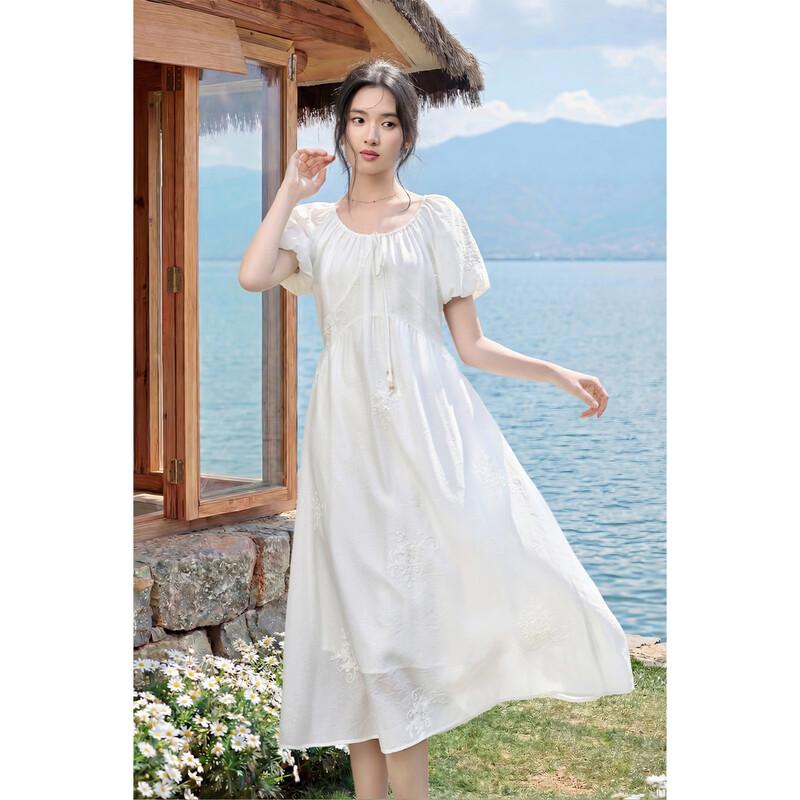 Women's Lyocell Blend Round Neck Midi Dress