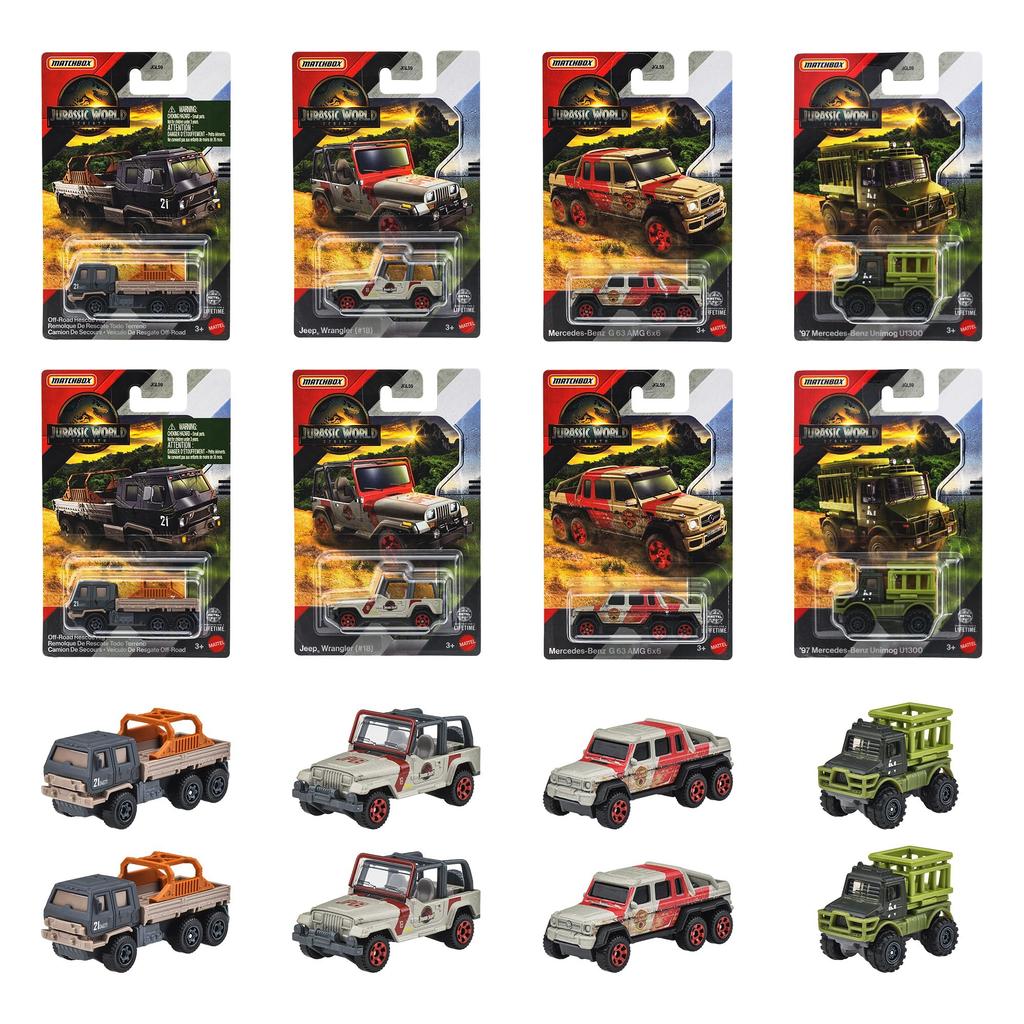 Matchbox Jurassic World Basic Car Vehicle Ages Toy, 24-Car Box, 3+, Multi-Purpose, 986B-JGL59