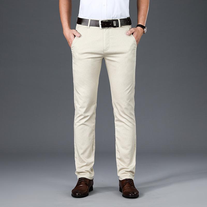 

Мужские брюки прямого покроя с высокой талией в деловом стиле 35 (77 kg) легкие хаки