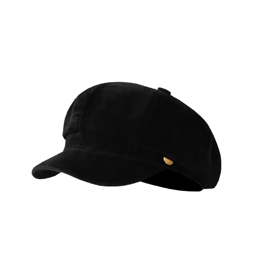 Leather Belt Decor Newsboy Cap British Style Octagonal Beret Hat Retro Baker Boy Cap For Women