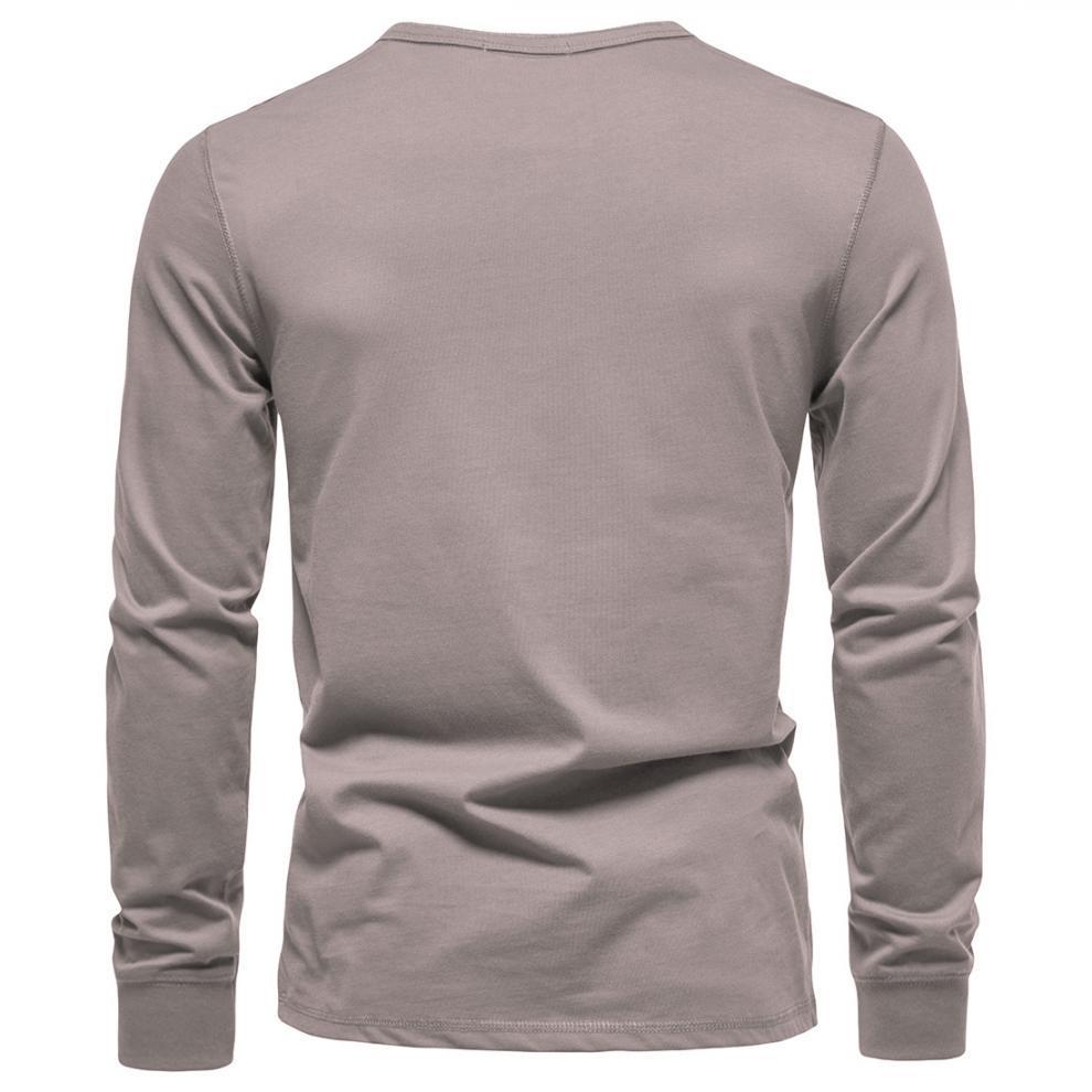 2023 Men's European & American Henley Collar Long Sleeve Solid Casual T-Shirt