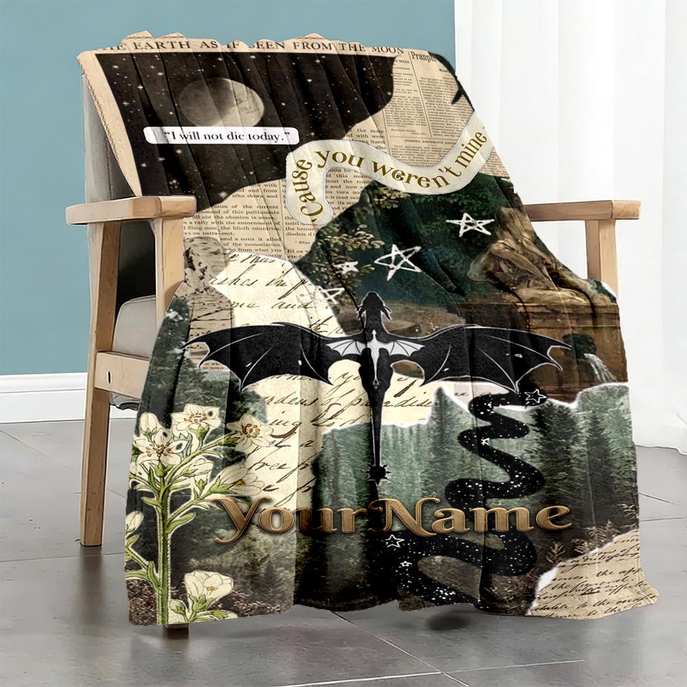 Gothic Illustrations Personalized Name Blanket Lightweight Personalized Blanket Warmthful Decor Perfect for Chair Office Chair Picnics Nap