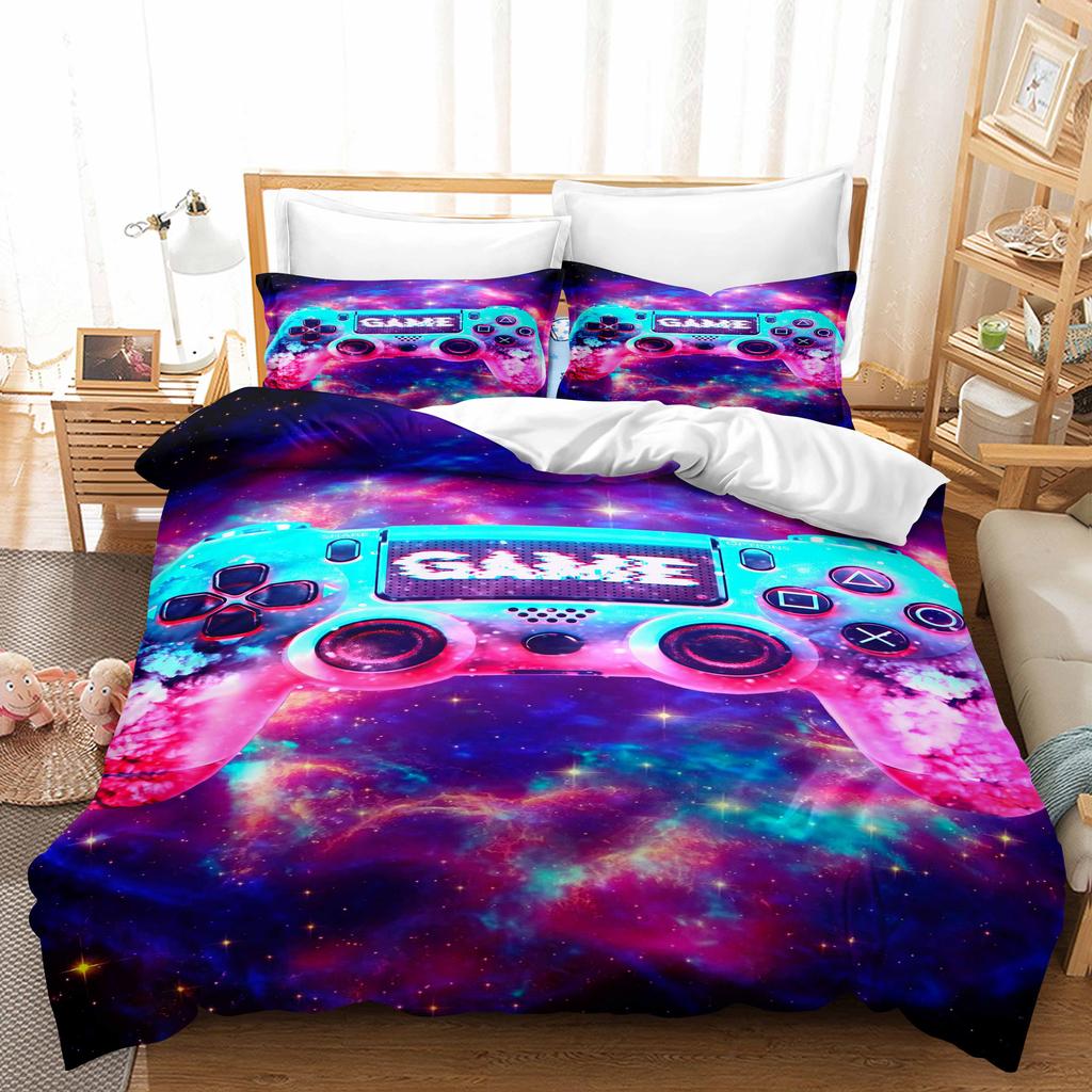3D Printing Boy's Room Bedding Set Game Handle Duvet Cover 2/3 Pieces AU140 * 210 Full Size Quick Drying Easy Cleaning Home Decoration
