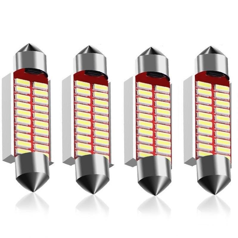 

4 шт. C5W светодиодный светильник для салона автомобиля Canbus Festoon 31 мм, 36 мм, 39 мм, 42 мм, светодиодные лампы 6000K, белый купольный светильник для чтения, авто лампа 39mm-4pcs белый