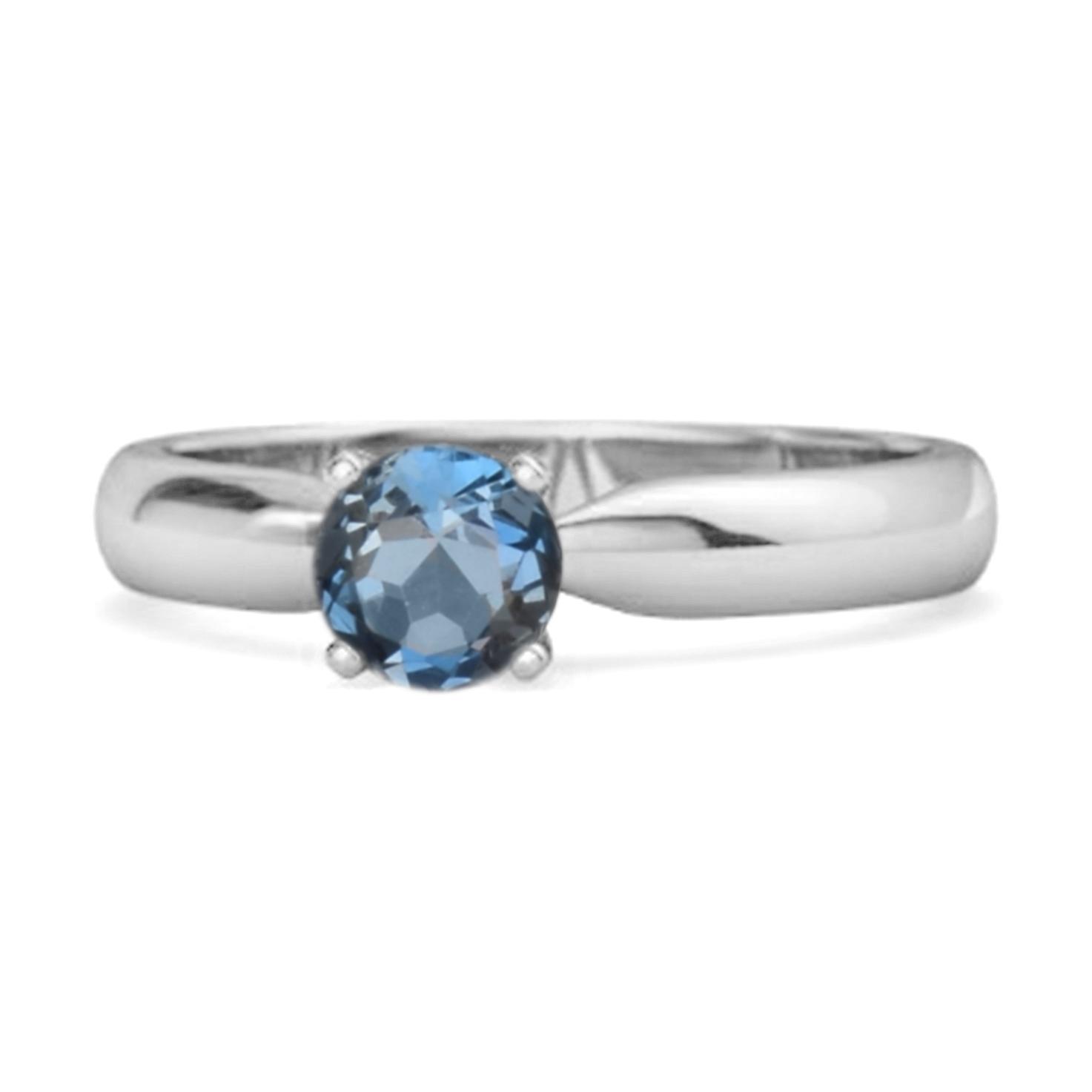 London Blue Topaz Classic Solitaire Ring - 925 Sterling Silver 9 белый
