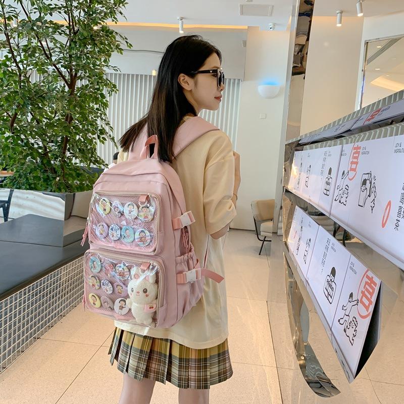 Schoolbag New Transparent Backpack Lightweight Simple Middle School Backpack Korean Version Casual Large Capacity Japanese Ins Small Fresh