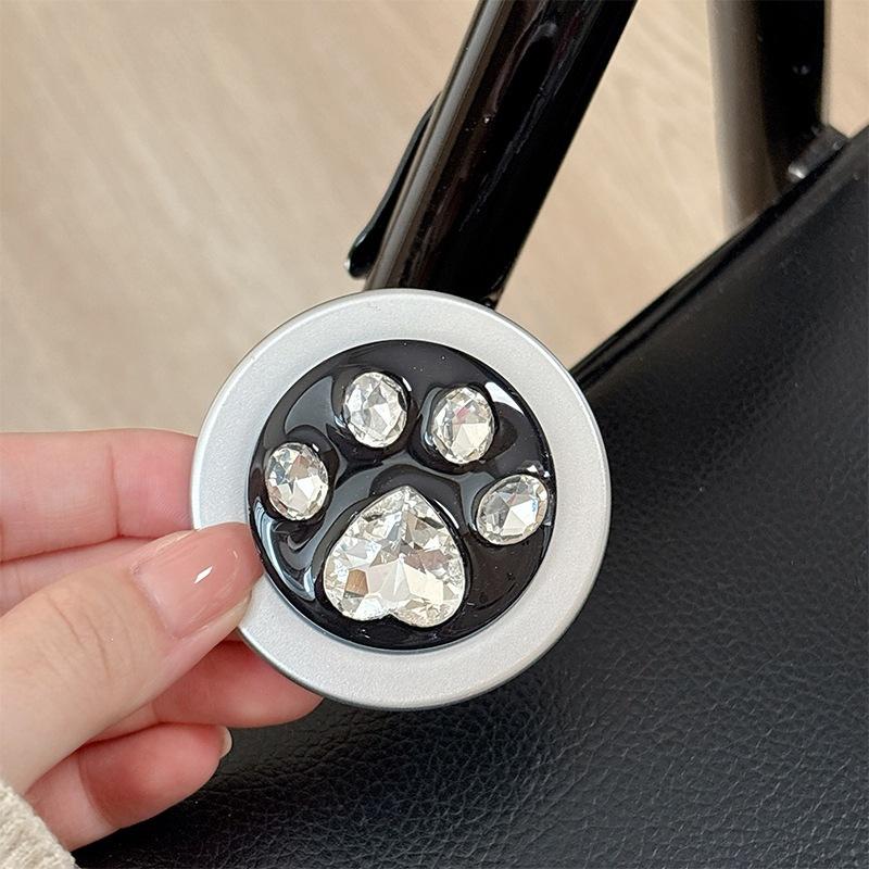 Round Solid Color Small Fresh Magnetic Attraction Suitable For Magsafe Mobile Phone Airbag Bracket Rhinestone Creative Cat Claw Telescopic