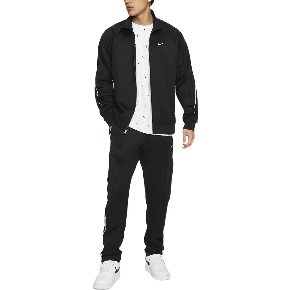 Nike Solid Color Logo Embroidery Zip-Up Stand Collar Jacket Men Jackets Black DQ5004-010