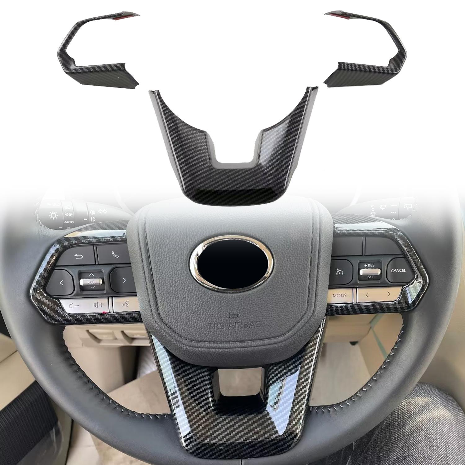 

Автомобильные аксессуары для Toyota Land Cruiser 300 J300 LC300 2022 2023, декоративная отделка рулевого колеса из углеродного волокна, 3 шт.