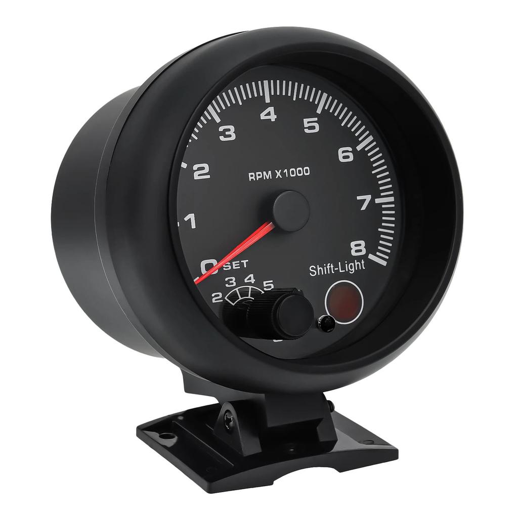 3.75 Car Universal Black Tachometer Gauge Blue Inter Shift Light 0 8000 RPM
