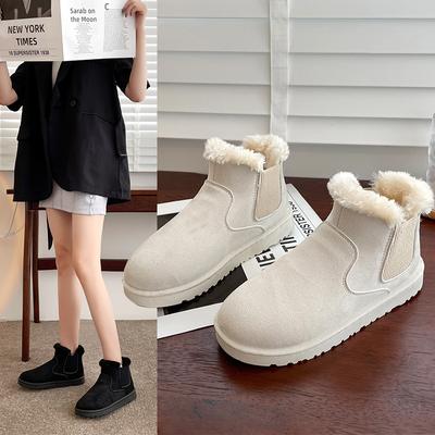 Sneeuwlaarzen Dames Winter Nieuwe Korte Schacht Platte Zool Student Fluweel Mode Winter Katoenen Schoenen Korte Laarzen Dames