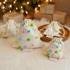 Fabric Storage Bags for Gifts Christmas Tree Shaped Gift Bag, Reusable Drawstring Treat Goody with Pompoms Durable Polyester Sacks Bells, Winter