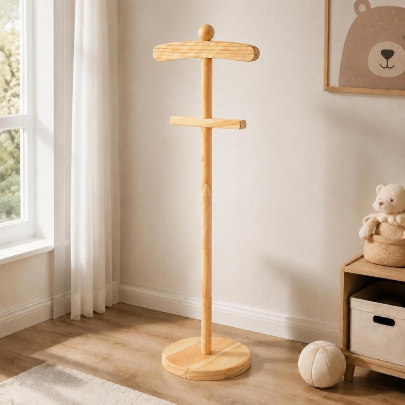 Wooden Baby Clothing Rack 2-Pack, Freestanding Hanging Stations, Baby Shower Centerpiece, Display Stand Hanger for Coat, Dresses, Uniforms, Hats, and
