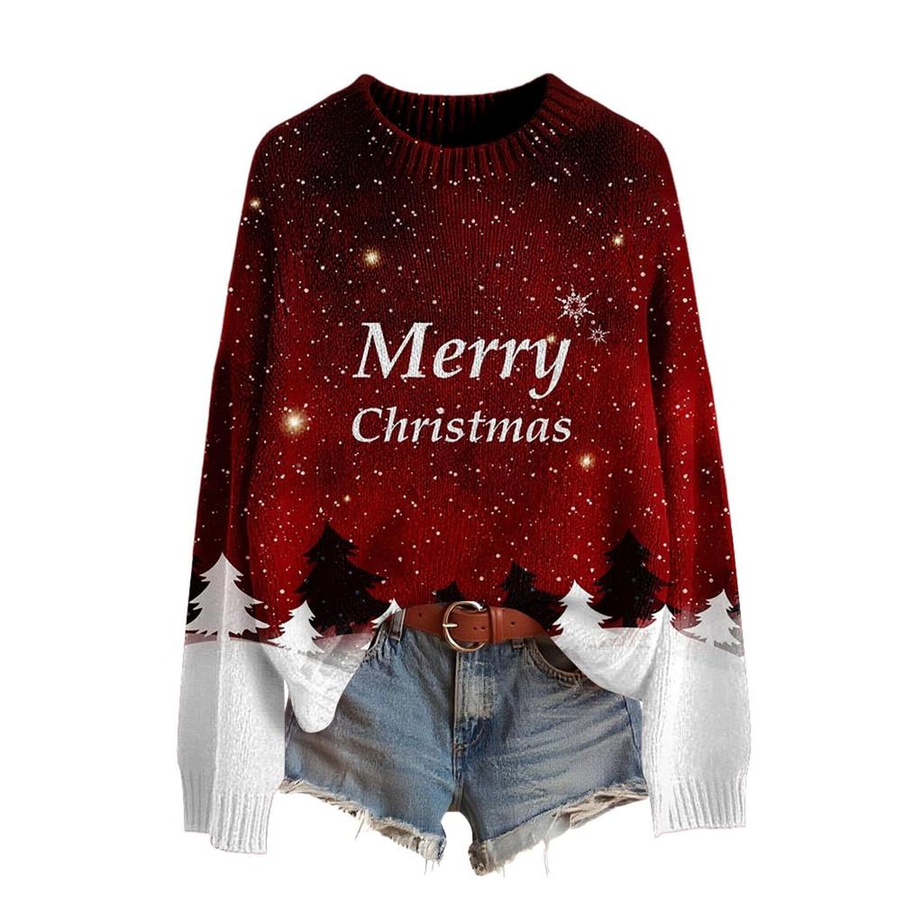 Women's Funny Women's Christmas Sweater R-Neck Christmas Jumper Christmas Outfit Ugly Sweatshirt Christmas Costume