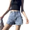 Wowen Klasická a minimalistická móda Všestranné letní Boční zip Dámské Volné Vysoký pas Nápisy Tenké Široké nohavice Áčkového střihu Tenké Džínové šortky Individualita