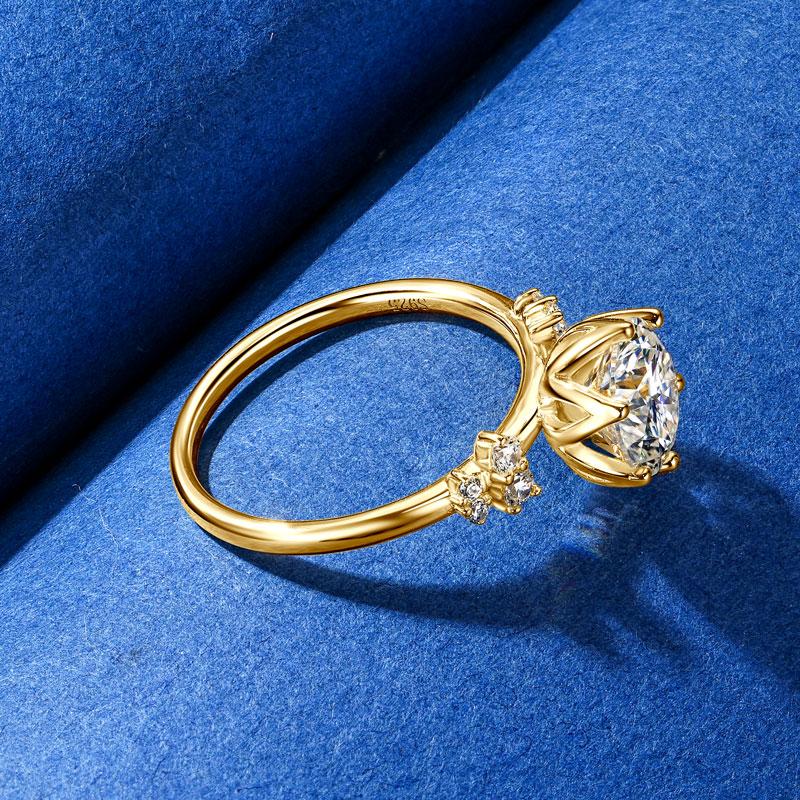 Anziw 8mm 2.0ct D Moissanite Ring for Women 18k Gold Plated 925 Sliver Engagement Wedding Rings Finger Promise Jewelry 2025 New