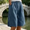 Pantaloncini Bermuda da Donna al Ginocchio Vita Alta Larghi con Tasche Vita Elasticizzata Estivi Cotone Lino Pantaloncini da Spiaggia per Vacanze