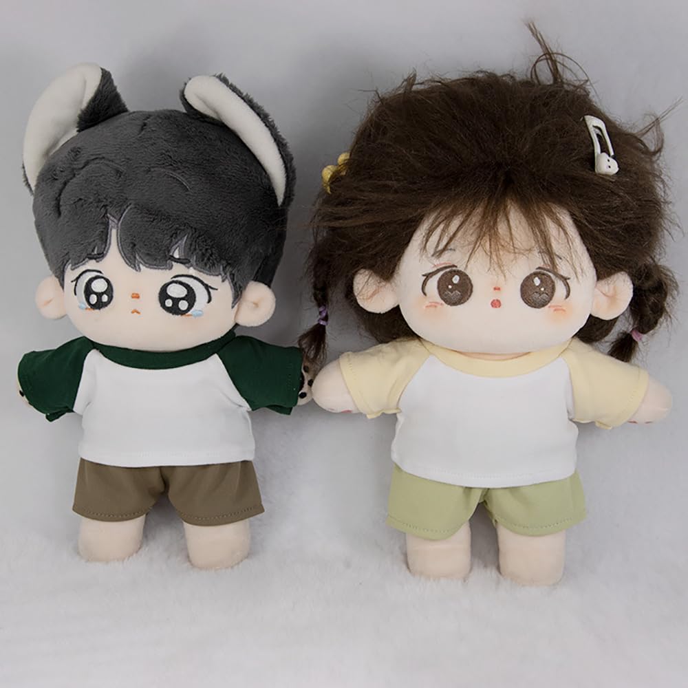 Niannyyhouse 10cm, 15cm, 20cm Plush Clothes, Color Block T-Shirt, Bottoms, Dress-Up, Cotton Doll, Accessories (A3, 20cm)