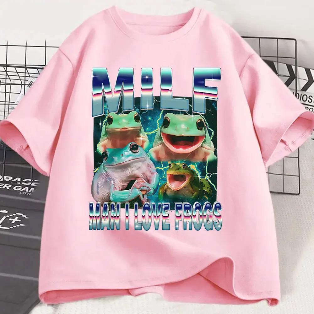 MILF Man I Love Frogs Funny Frog Meme Graphic T Shirt Fashion Vintage T-shirts Women Short Sleeve T-shirt Graphic T Shirts Y2K