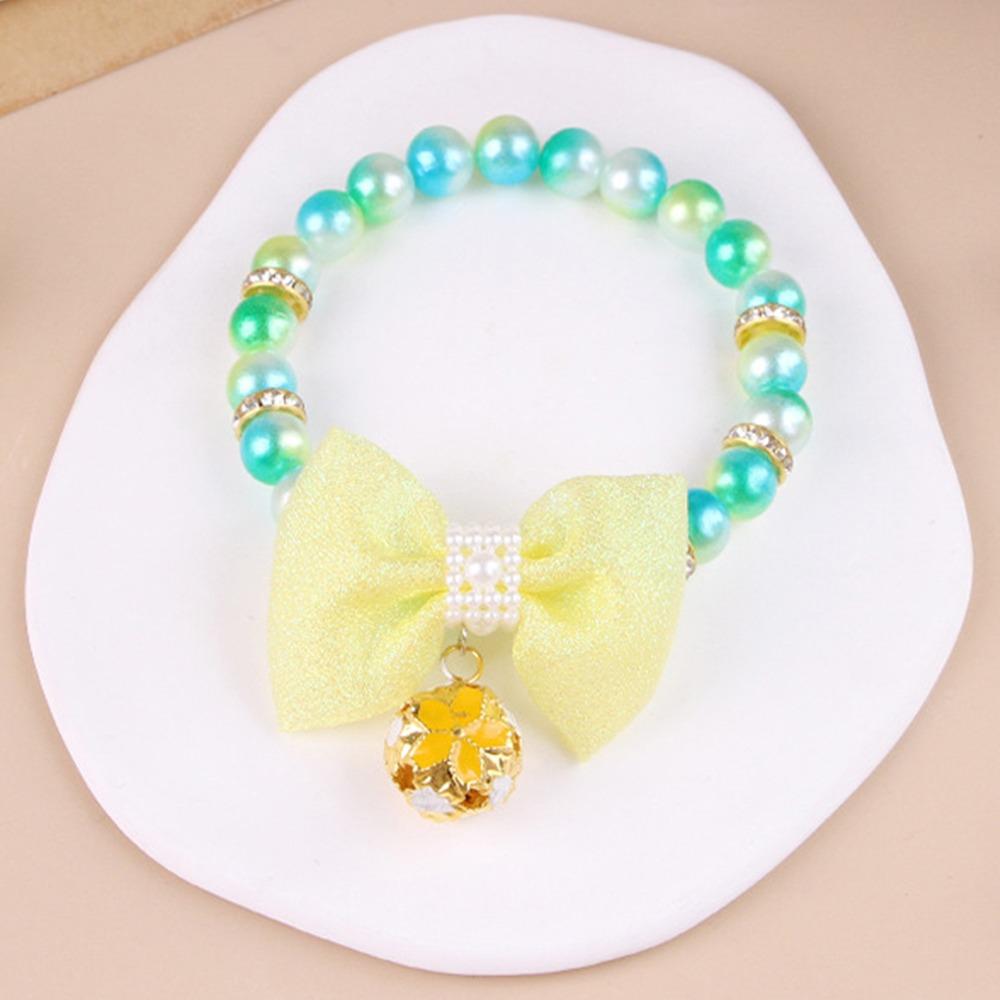 Colorful Cat Puppy Collar Princess Style Cat Neck Chain Cute Pet Pearls Bowknot Necklace  Puppy