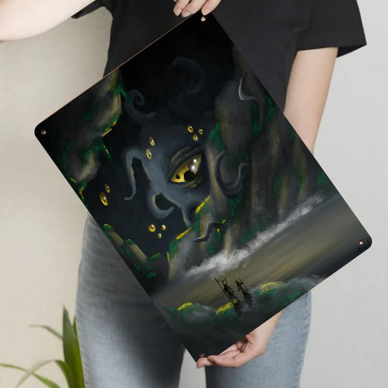 

Ancient Gods Eye Cave Adventure Metal Wall Art Fantasy Dark Style Home Decor Painting 20x30cm（7.8x11.8inch）