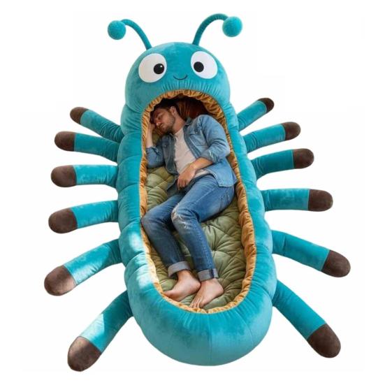 Kuschelige Raupe Schlafsack Gepolsterter Plüsch-Kokonschlafsack Ganzkörper-Liegesack Gemütliches Lese-Nest Innen-Nickerchen-Kokon für Erwachsene