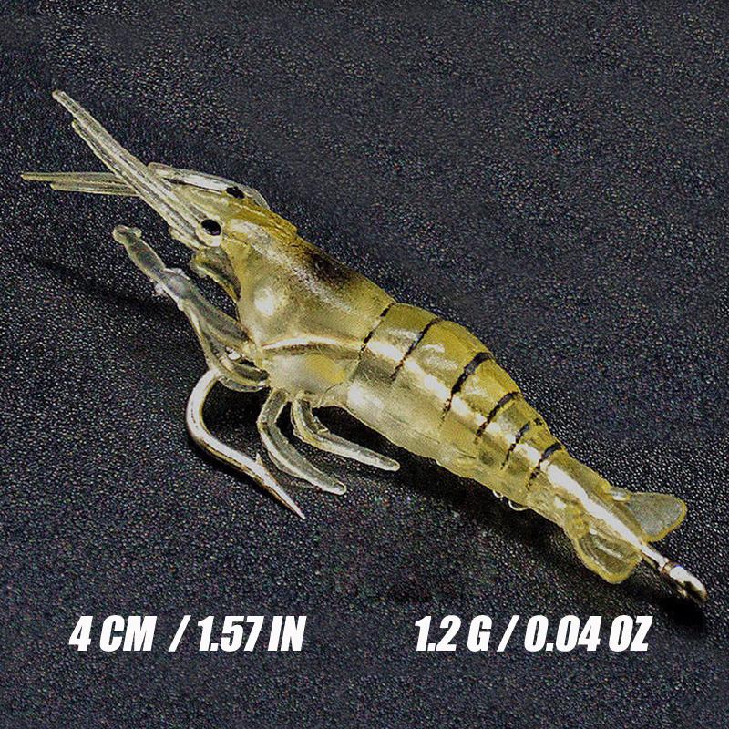 10pcs Soft Silicone Luminous Simulation Shrimp Shaped Fishing Lure With Hook, Bait Kit For Outdoor, Fishing Accessories