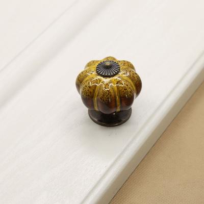 Bouton de meuble rond vintage en céramique motif léopard poignée citrouille style européen pour tiroir meuble