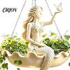 Small Herbaceous Plant Container Ballet Dancer & Mermaid Hanging Planter, Resin Shell-Shaped Flower Pot with Metal Chains, Lightweight Basket