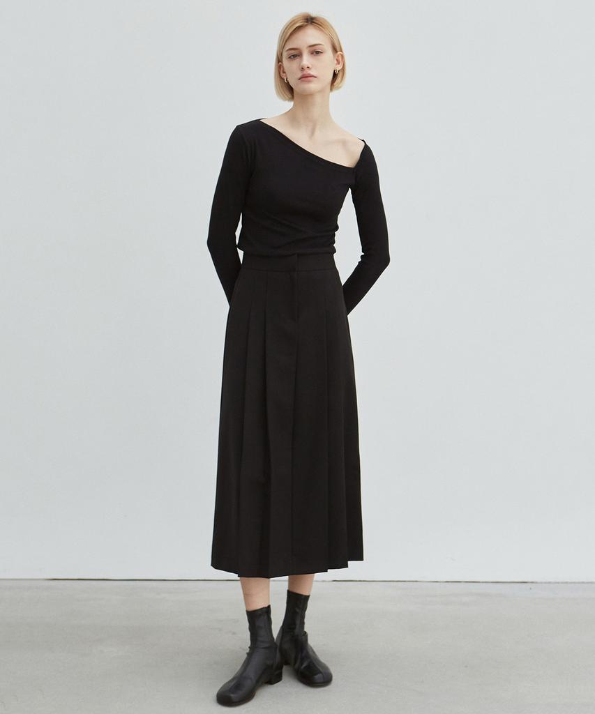 Nigaennikol Long Pleated Skirt_Black