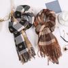 Warmer Plaid Knitted Scarf Long Tassel Shawl Large Heart Thickened Scarf  Winter